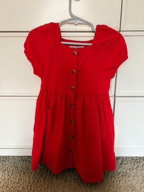 Old Navy Bright Red Button-Front Girls' Dress